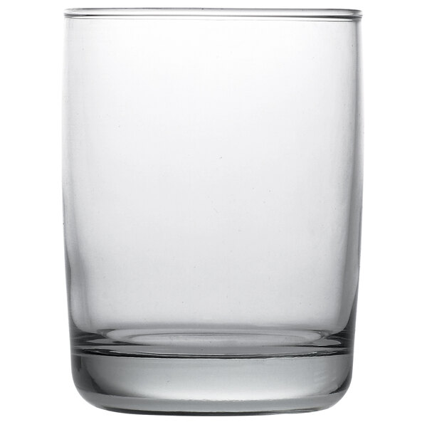 An Arcoroc tumbler glass with a white background.