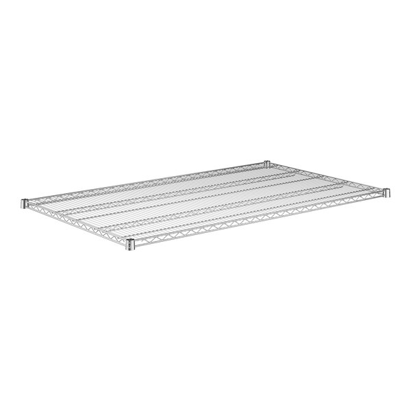 A wire shelf frame with a white background.