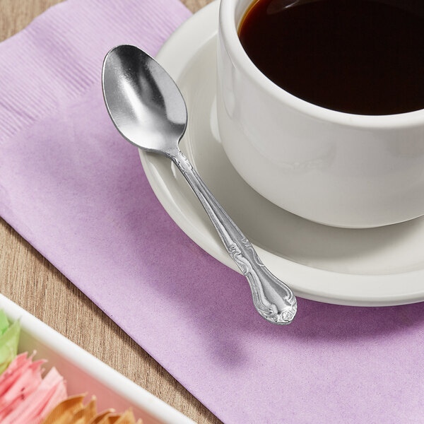 Choice Bethany 4 1/4" 18/0 Stainless Steel Demitasse Spoon - 12/Case