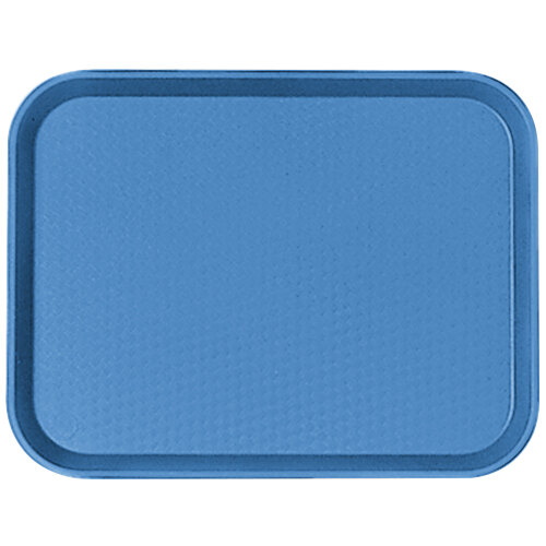 A blue Cambro fast food tray on a counter.