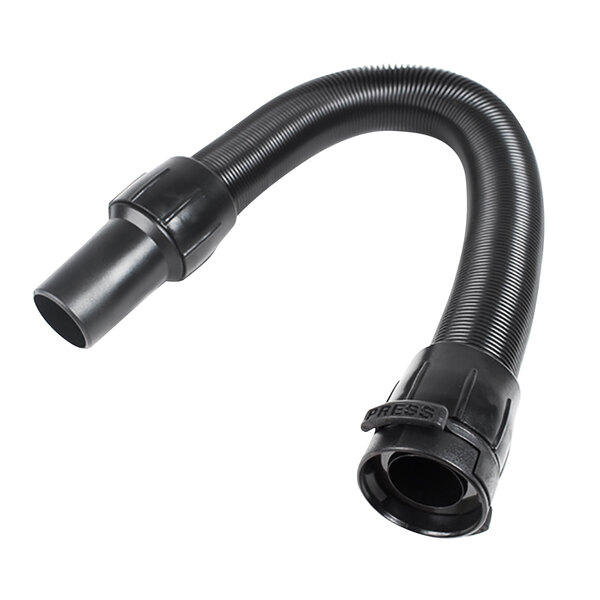 A black ProTeam vacuum hose with black cuffs at the ends.