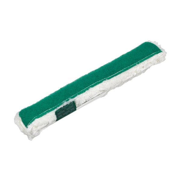 A green and white window cleaning sleeve.