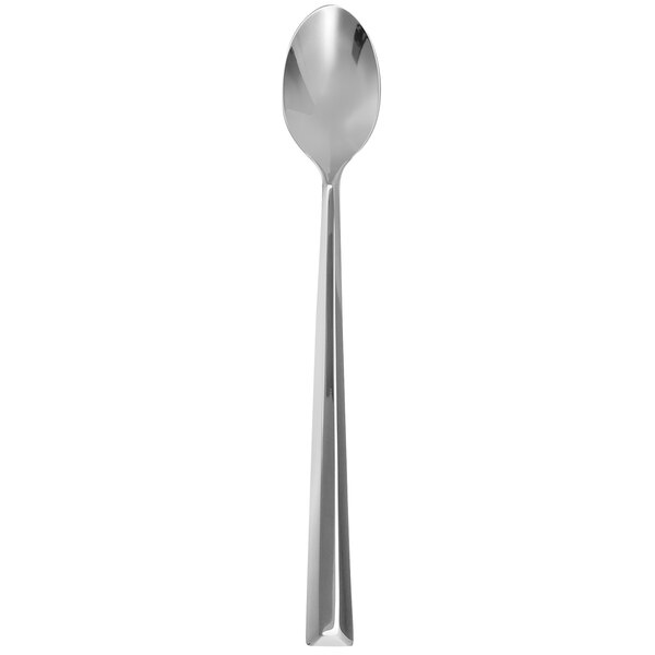 A close-up of a Walco stainless steel iced tea spoon with a long handle.