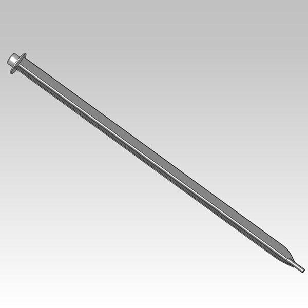 A long stainless steel V-shaped metal rod with a screw.