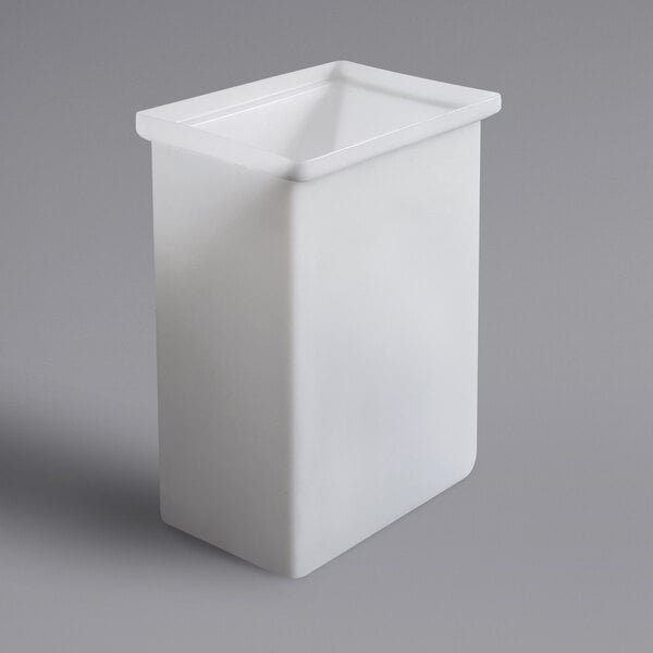 A white rectangular Winholt ingredient bin with a square top.