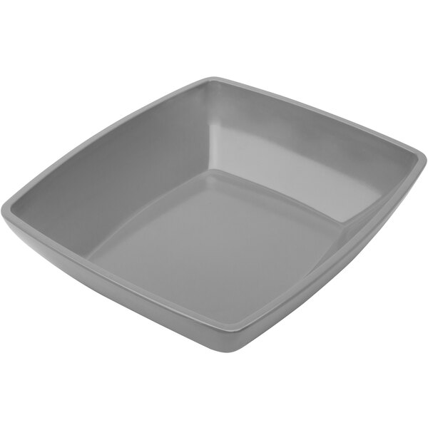 A rectangular gray Delfin melamine bowl with a white background.