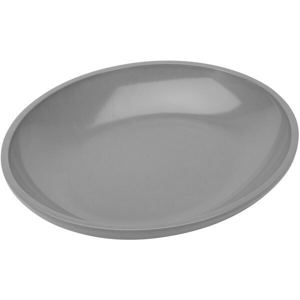 A grey Delfin Metro melamine bowl with an oval shape.
