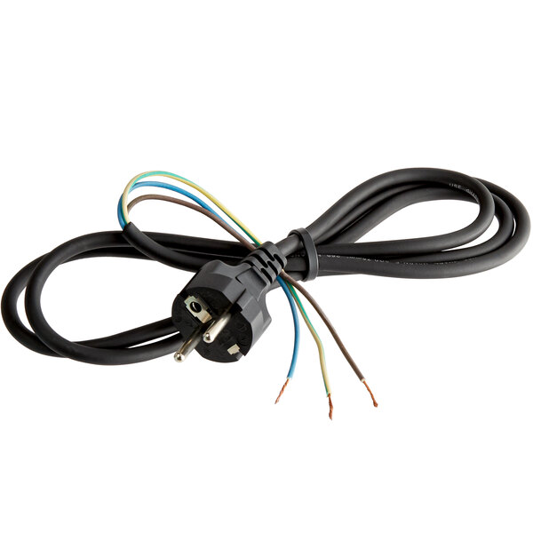 A close-up of a black Sunkist electrical cord with wires.