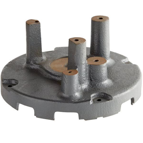 A grey metal Sunkist 40 top motor casting with holes.