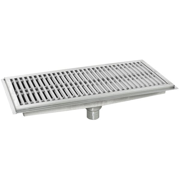 A stainless steel Eagle Group floor trough drain grate.