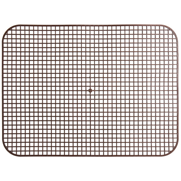 A brown rectangular grid with holes on it.