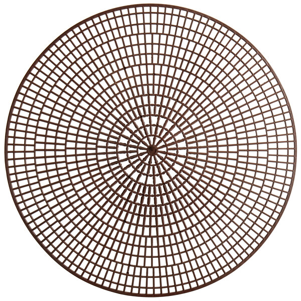 A Vollrath chocolate brown circular tray mat with a grid pattern.