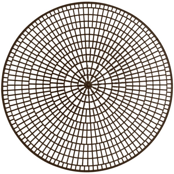 A circular metal grid with a center.