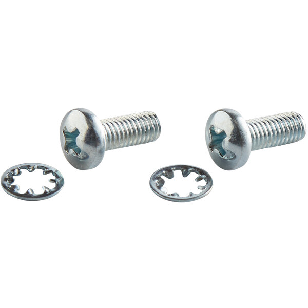 Two Sunkist ground screws with lock washers and a nut.