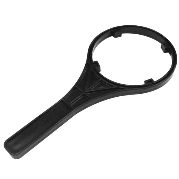 A black plastic tool with a handle.