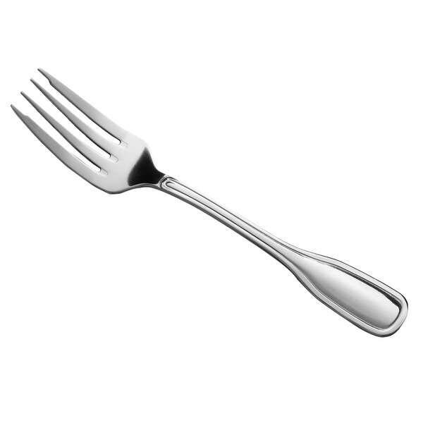 A close-up of a Libbey Wellington salad fork with a silver handle.