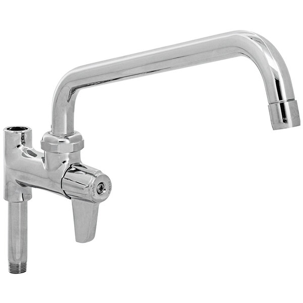 A silver Equip by T&S add-on faucet with a single handle and a hose.