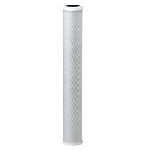 A close-up of a white cylinder with black lines.