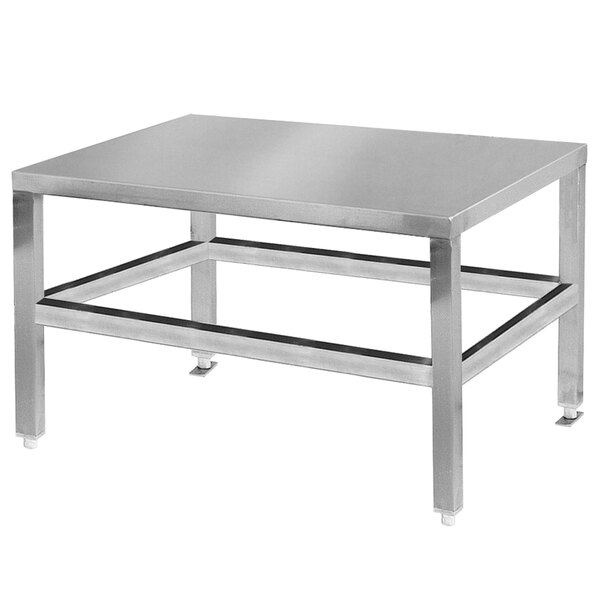 A Cleveland stainless steel table with legs.