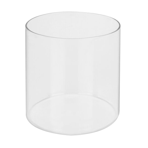 A clear glass container on a white background.