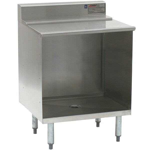 An Eagle Group stainless steel modular glass rack storage unit with a flatboard top on a counter.