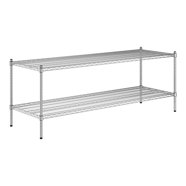 A wire shelf kit with two metal shelves.