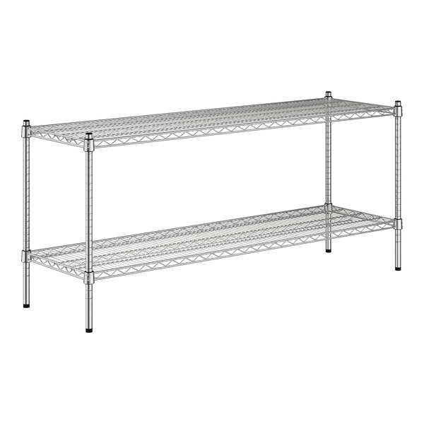 A silver metal Regency wire shelving unit with two shelves.
