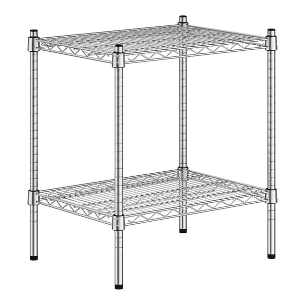 A Regency chrome wire shelving kit with black legs.