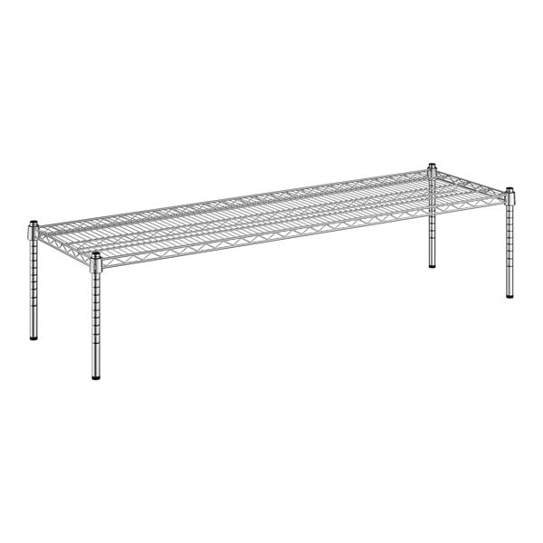 A wireframe Regency metal dunnage shelf with two shelves.