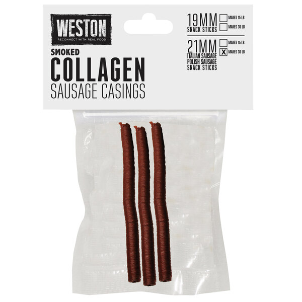 A package of two Weston collagen sausage casings.