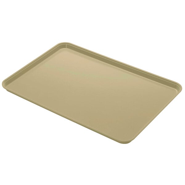 A rectangular tan Cambro Camlite tray.