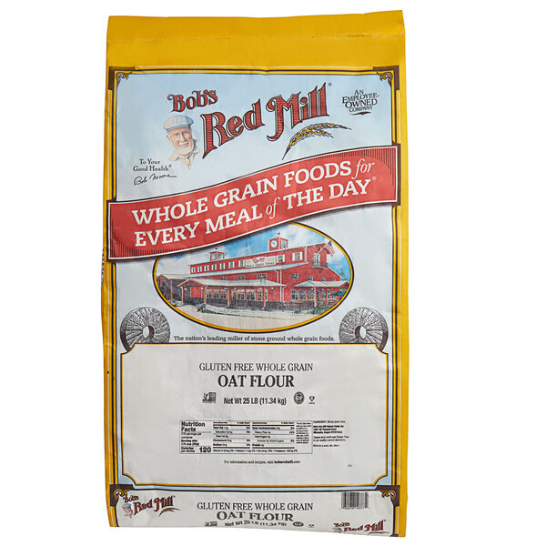 A Bob's Red Mill bag of Gluten-Free Whole Grain Oat Flour.