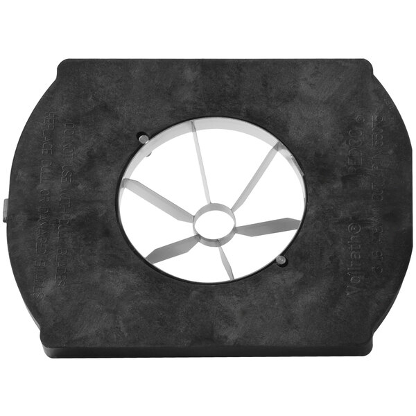 A black circular object with a circular blade.