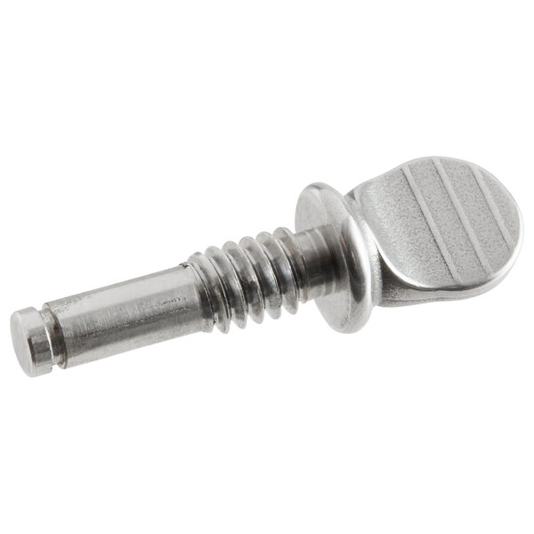 A close-up of a Vollrath Captive Frame Fastener with a metal screw.