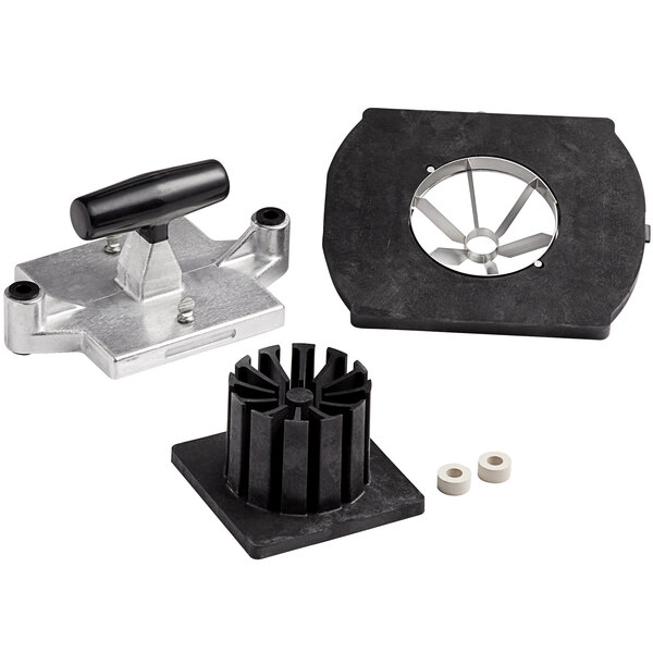 A black square Vollrath corer assembly with metal blades.