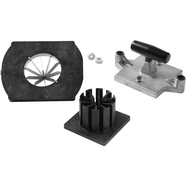 A black and white metal Vollrath 10 section wedger assembly for fruit and vegetable cutter.