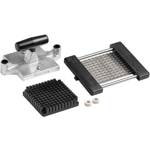A black square Vollrath 3/8" slicer assembly with small squares.