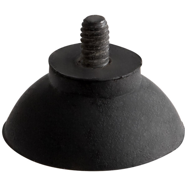 A close up of a black Vollrath suction cup foot with a screw.
