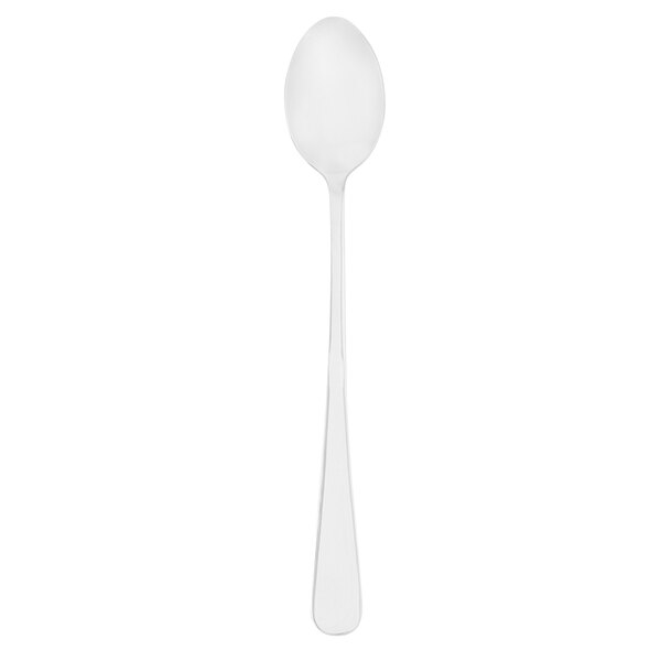 A Walco Windsor Supreme stainless steel iced tea spoon with a white handle.