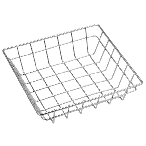 An American Metalcraft stainless steel wire basket with a handle.