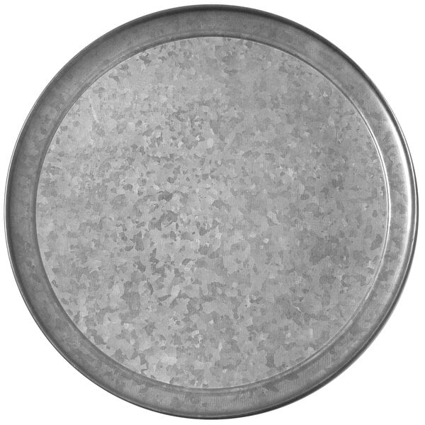 An American Metalcraft galvanized metal pizza pan with a silver finish.