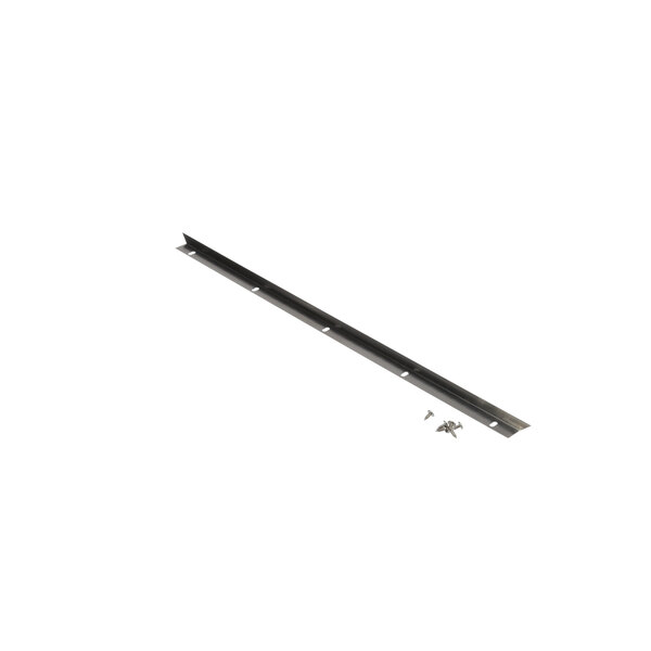 A metal bar with screws on a white background.