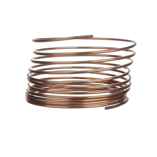 A close-up of a coil of copper capillary tube.