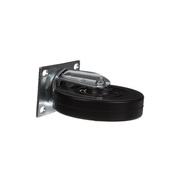 A black wheel with a metal plate, the Vollrath 29838-1 Caster.