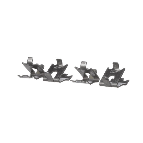 A set of four Imbera metal shelf clips.