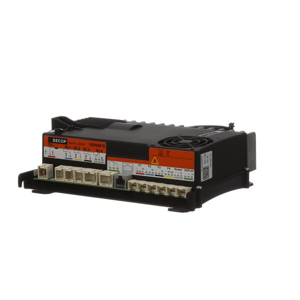 An AHT Cooling Systems Paris 185 module power supply unit with black and orange labels.