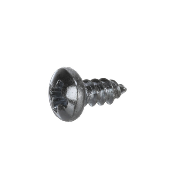 A close-up of a black Wells screw with a white background.