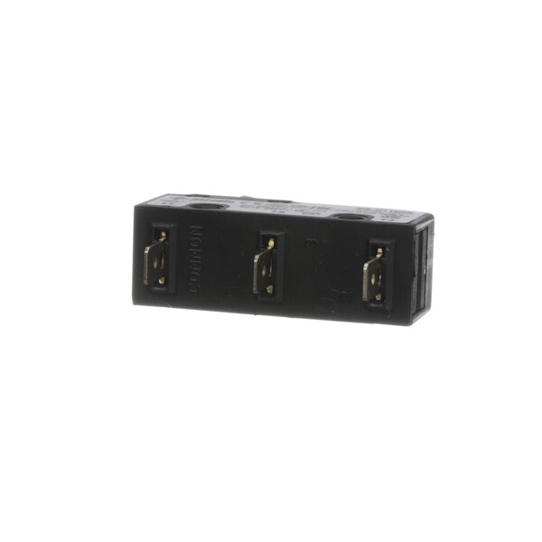A black rectangular object with three ports.