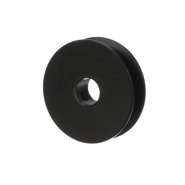 A black plastic Grindmaster Cecilware pulley with a hole in it.