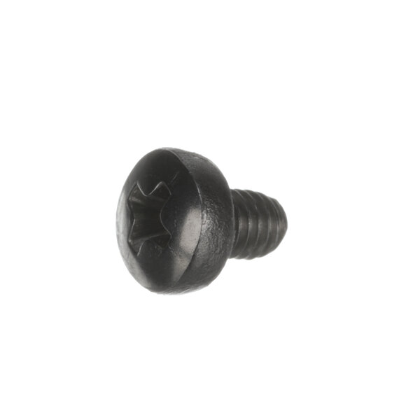 A close-up of a black Franke screw with a star.